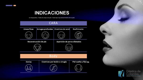 ¡Transforma tu piel con la tecnología avanzada de la RF de Microneedling de Estetica de Colombia! Somos líderes en el mercado colombiano en la provisión de equipos faciales de vanguardia diseñados para mejorar la textura, la firmeza y el tono de tu piel.